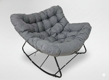 FOTEL BUJANY "SVINGA" 112 x 104 x 69 CM CIEMNOSZARY RATTAN, CIEMNOSZARE PODUSZKI