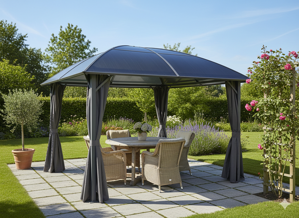 ALTANA PAWILON OGRODOWY Z ZASŁONAMI BOCZNYMI - SZARY 3 x 3 M