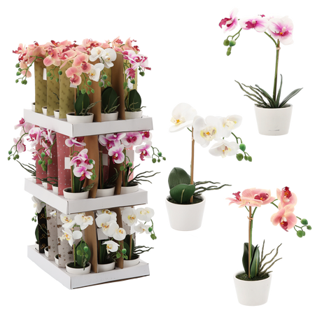 ARTIFICIAL FLOWER - MIX OF 3 COLORS ORCHID 30 CM PACK=12 PCS