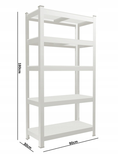 REGAŁ 5-POZIOMOWY 180 x 90 x 30 CM CZARNY UDŹWIG PÓŁKI: 175 KG *7361