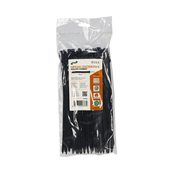SET OF 100 CABLE TIES 4,8 X 200 MM BLACK