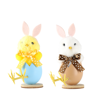 DECORAȚIUNE DE PAȘTE - PUI ÎN COAJĂ CU URECHI 5 x 11 CM MIX 2 CULORI ambalare=12buc *8932