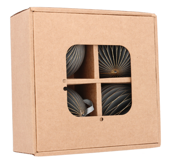 KPL. 4 BOMBEK NA CHOINKĘ Z PAPIERU FI 8 CM SZARE opak=6kpl *2013