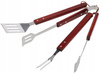 SET OF 3 GRILL ACCESSORIES WITH WOODEN HANDLE SPATULA/TONGS/FORK