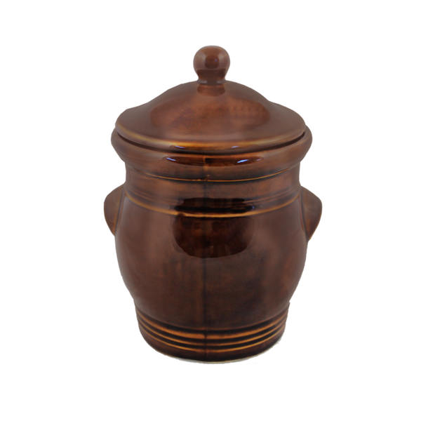 ROUND POT 3 L + LID BROWN