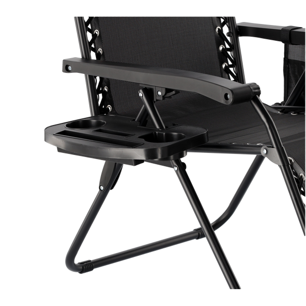 FOLDING GARDEN SUN LOUNGER WITH BASE, POCKET AND HEADREST BLACK 65 X 176 X 110 CM