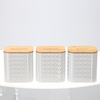 CHLEBAK SABIO - EMALIOWANY Z POKRYWĄ BAMBUSOWĄ 35 x 23 x 18,5 CM BIAŁY + 3 POJEMNIKI 11,5 X 11,5 X 12 CM *8848