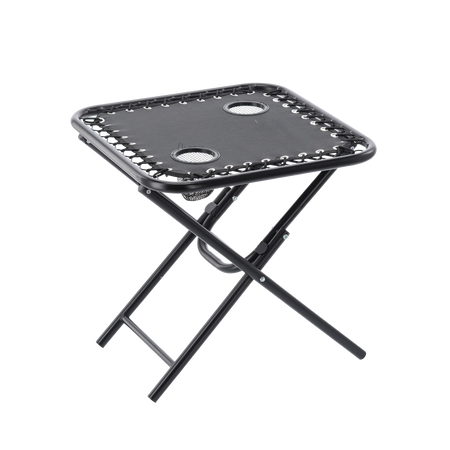 SKLADACÍ TURISTICKÝ STÔL 50 x 50 x 50 CM S DRŽIAKMI NA NÁPOJE ČIERNY *2739