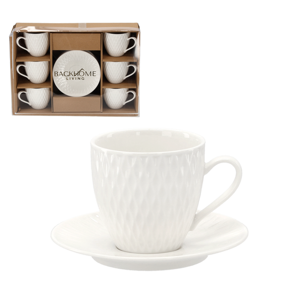 KPL. 6 FILIŻANEK TŁOCZONYCH ZE SPODKIEM 250 ML *4146