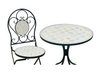 ZESTAW MEBLI OGRODOWYCH METALOWYCH MOZAIKA "LOULOUDIA" STÓŁ + 2 KRZESŁA