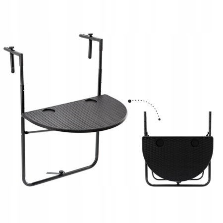 HANGING BALCONY FOLDING TABLE 60 x 64 x 73-78.5 -83.5 BLACK *1022
