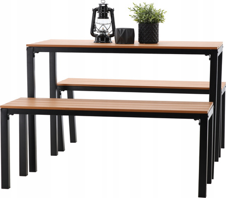 Súprava záhradného nábytku STOL 110 x 58.5 x 75.5 CM + 2 LAJKY 110 x 39 x 45 CM HNEDÁ *0858