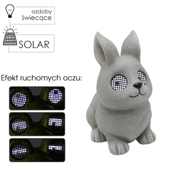 FIGURKA OGRODOWA - KRÓLIK ZE ŚWIECĄCYMI OCZAMI 24 x 18 x 28,5 cm LED *9286