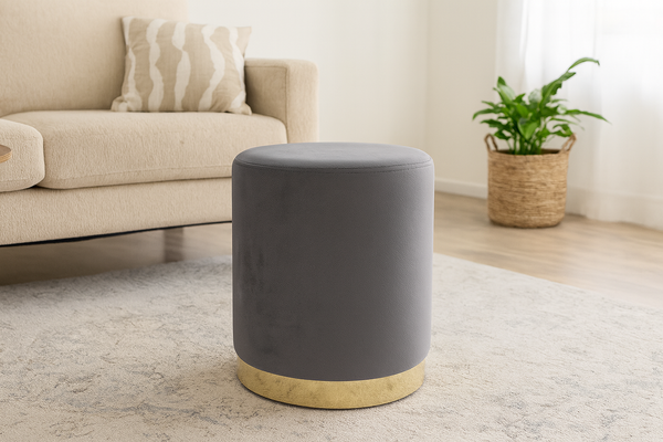 ROUND POUF 28 X 42 CM DARK GREY