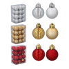 SET OF 24 BAUBLES 3 CM RED/GOLD/SILVER
