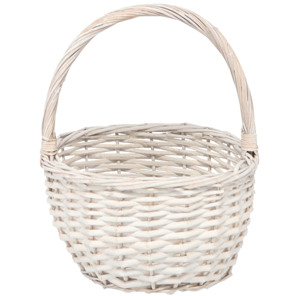 VÁNOČNÍ KOŠÍK 27 x 21 x 13 CM S RUKOJETÍ - BÍLÝ *9463