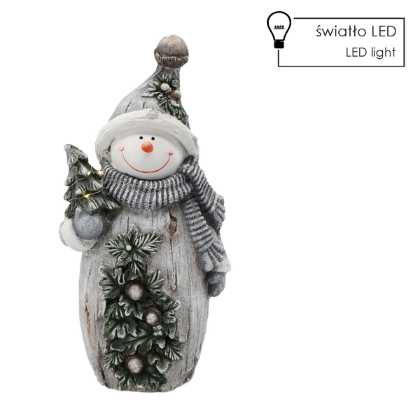 FIGURINE OF THE NATIVITY - SNOWMAN WITH A CHRISTMAS TREE 21,4 X 13,2 X 44 CM LED