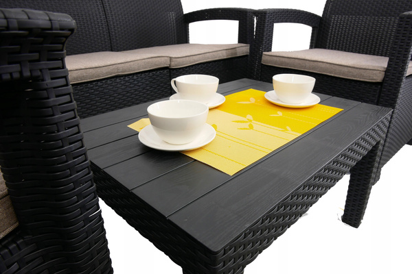 ZESTAW MEBLI OGRODOWYCH - ANTRACYT (2 FOTELE, STOLIK, DUŻA SOFA)