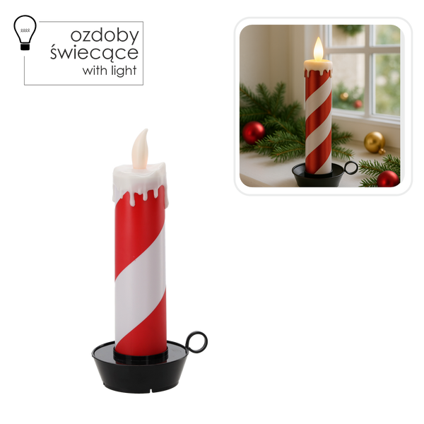 CANDLE LED SĂRBĂTOARE 10 x 10 x 27,5 CM ALB-ROȘU *7724