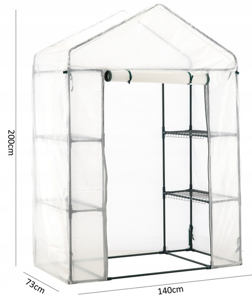 Garden Greenhouse with Shelves White 140 x 73 x 200 CM