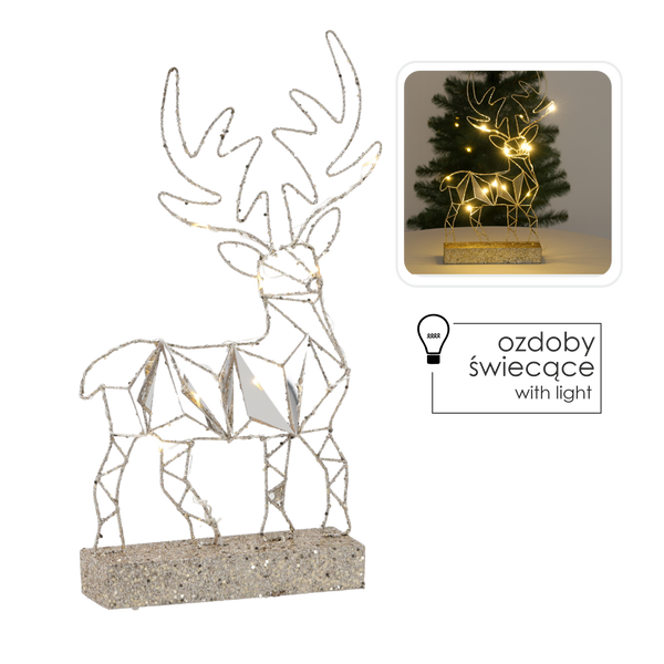 Vianočná ozdoba - stojaci LED sob 38 cm geometrický *6338