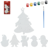 SET OF 6 CHRISTMAS DECORATIONS DIY + 6 PAINTS AND BRUSH ASSORTED 6 DESIGNS
