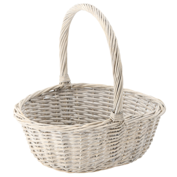 RATTANOVÝ KOŠ 43 x 35 x 18 x 15/40 CM S RÚČKOU - SVETLO ŠEDÁ *8222