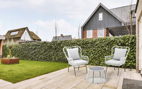 GARDEN FURNITURE SET - ( 2 ARMCHAIRS + TABLE ) - GREY CUSHIONS