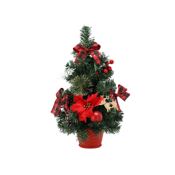 CHRISTMAS TREE 40 CM RED WITH POINSETTIA