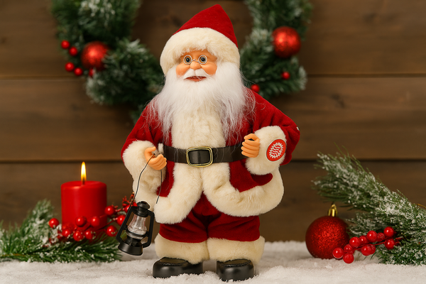 SANTA CLAUS WITH LANTERN 30 CM - DANCING - SINGING