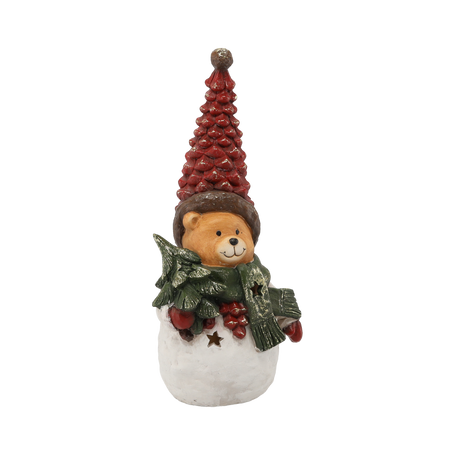 FIGURKA BOŽÍHO NAROZENÍ - MEDVÍDEK/RENIFER V ČEPIČCE 17 X 14 X 36 CM LED balení=2ks *1131