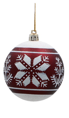 SET OF 6 CHRISTMAS BAUBLES DARK RED 8 CM