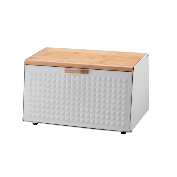 CHLEBAK HIBISCO - EMALIOWANY Z POKRYWĄ BAMBUSOWĄ 35,5 x 17 x 19,5 CM BIAŁY