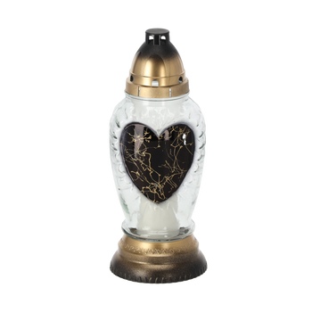 Candle 29CM/40H Z385 Inimă Marmură NEGRU-AUR Pachet=7*4553