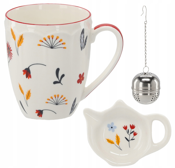 Set. Cup din porțelan 350 ml + suport din porțelan + infuzor de flori *6101