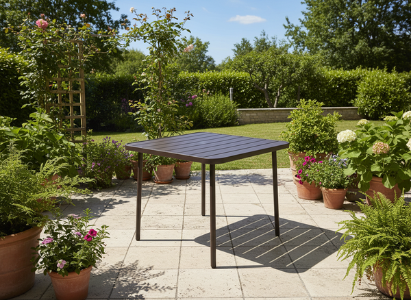 STOLIK OGRODOWY KWADRATOWY 80 x 80 x 72 CM BRĄZOWY