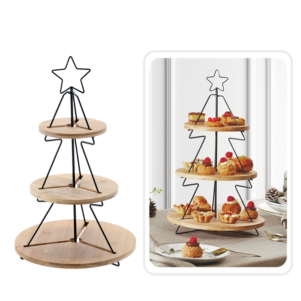 3-TIER BAMBOO-METAL TREE TRAY 28X45 CM