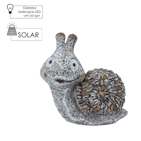FIGURKA OGRODOWA - ŚLIMAK ZE ŚWIECĄCYMI OCZAMI 18 x 11,5 x 18,5 CM LED opak=4szt *7935