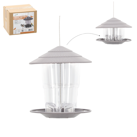 HANGING PLASTIC BIRD FEEDER 16.5 X 16.5 X 19 CM