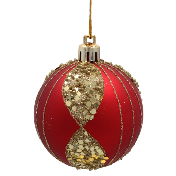 SET OF 33 CHRISTMAS BAUBLES RED, SILVER, GOLD