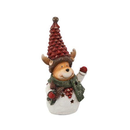 FIGURKA BOŽÍHO NAROZENÍ - MEDVÍDEK/RENIFER V ČEPIČCE 17 X 14 X 36 CM LED balení=2ks *1131