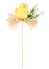 EASTER PICK DECORATION - CHICK ON STRAW 5 x 23 CM MIX 3 DESIGNS pack=12pcs