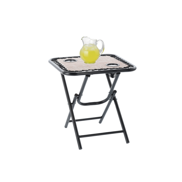 Masă turistică pliabilă 50 x 50 x 50 cm cu suporturi pentru băuturi maro *2746