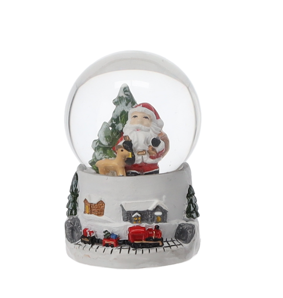 VÁNOČNÍ SNĚHOVÁ KULIČKA - SANĚ SANTY 4,5 x 4,5 x 6,5 CM BÍLÁ MIX VZORŮ disp=12ks *5720