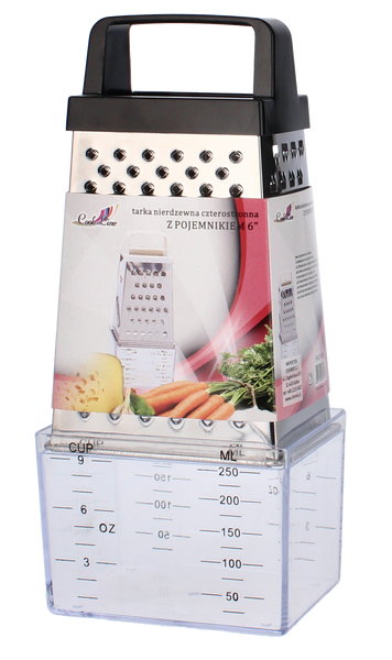 STAINLESS STEEL 4-SIDED GRATER WITH CONTAINER H: 20 CM PACK=12PCS (FUS65N)