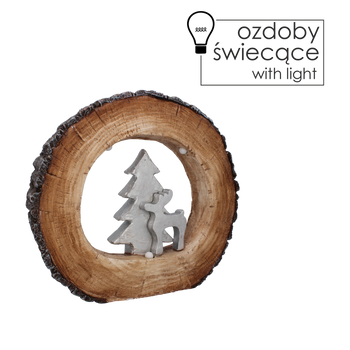 FIGURKA BOŻONAR. - CHOINKA I RENIFER NA PNIU LED 38 x 7 x 34 CM opak=1 szt *5142
