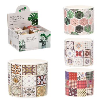 CERAMIC COVER FOR POT 15 x 15 x 13.2 CM MIX PATTERNS disp=4pcs