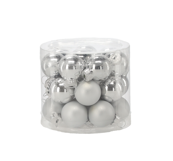 SET OF 24 CHRISTMAS TREE BAUBLES MIX COLORS 2,5 CM