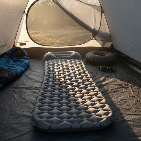 MATA TURYSTYCZNA POMPOWANA Z PODUSZKĄ 190 x 56 x 5.5 CM 470 G SZARA / ZIELONA