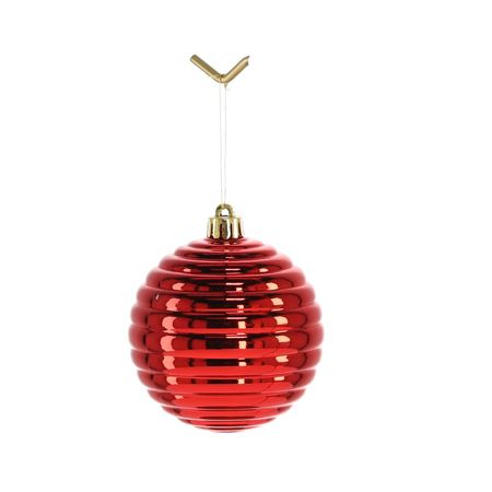 SET OF 6 BAUBLES 8 CM RED/GOLD/SILVER